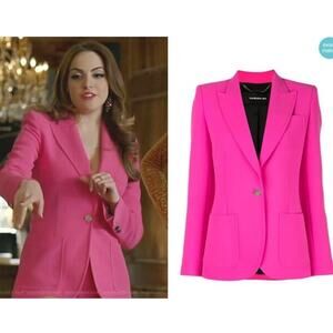 Barbara Bui Luxury Single Breasted Blazer Small Hot Pink Career Designer Barbie
